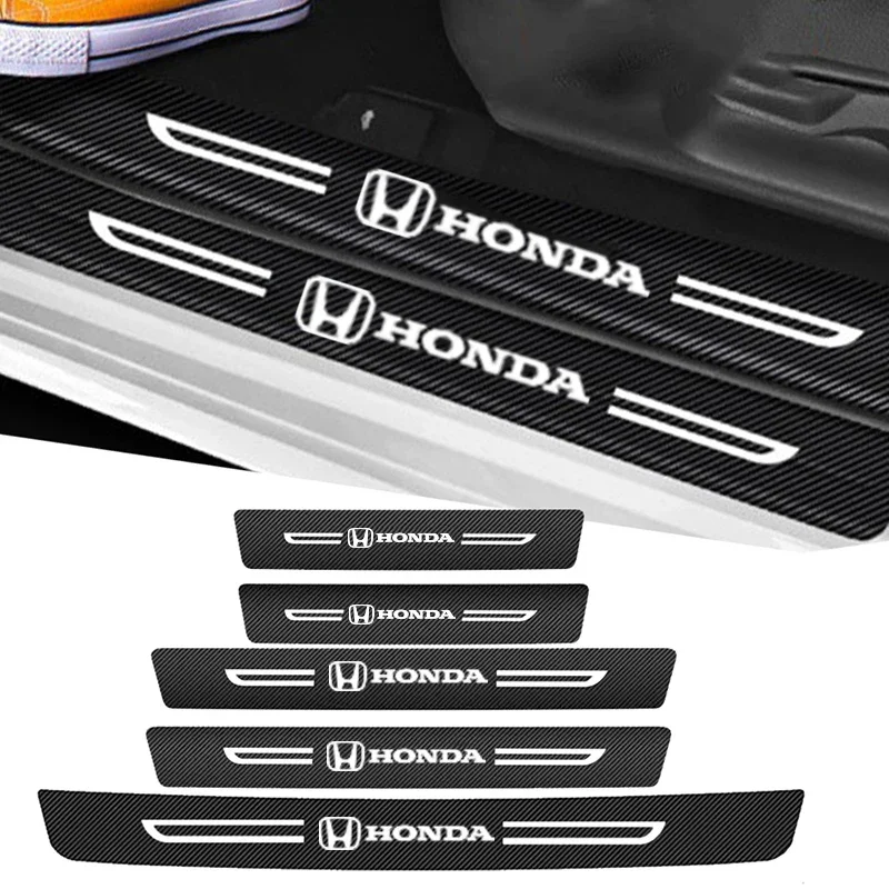 Carbon Fiber Car Threshold Door Pedal Strips Protective Sticker for Honda Accord Pilot Civic City CRV HRV Jazz Odyssey Crosstour