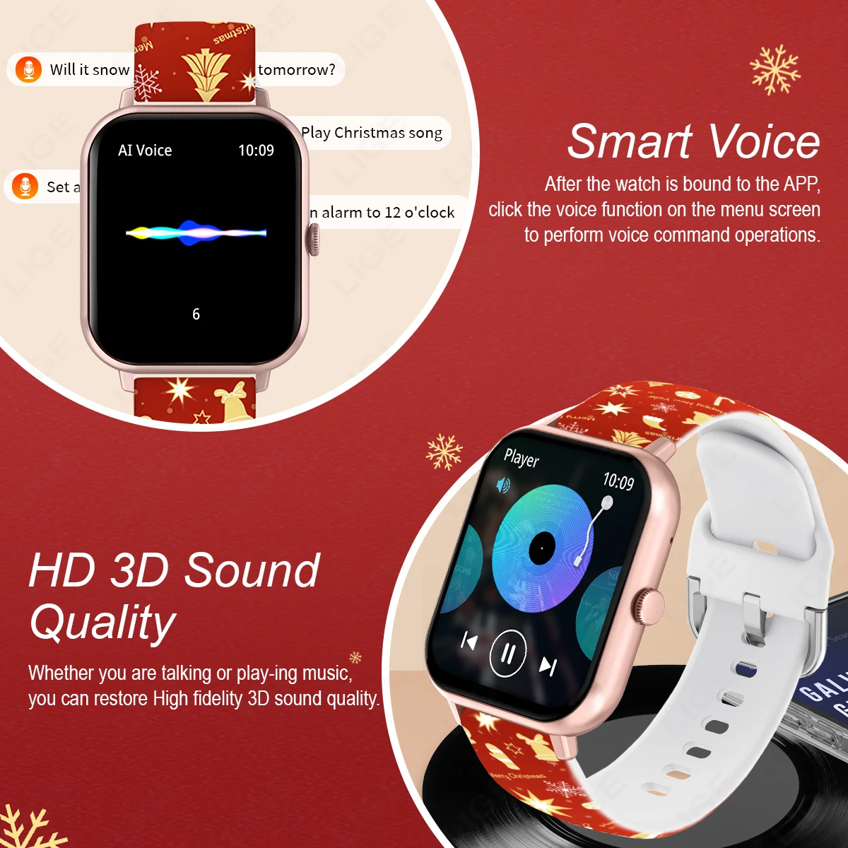 Многофункциональные умные часы LIGE для мужчин и женщин