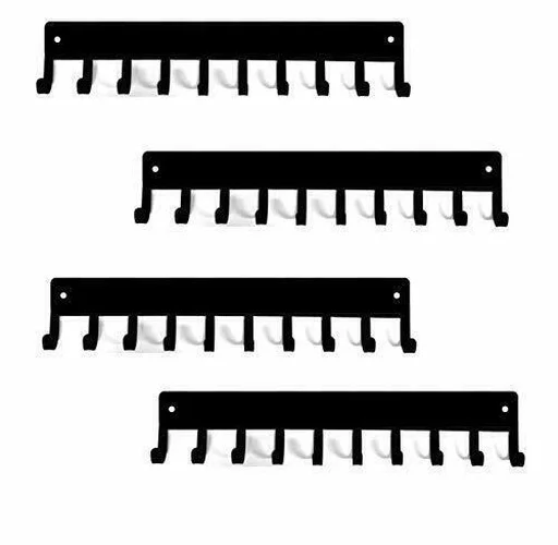 

1/2/4pcs Plain Medal Hanger Rack Color Black 14.5 Inches With 10 Hooks Housekeeper On Wall For Home