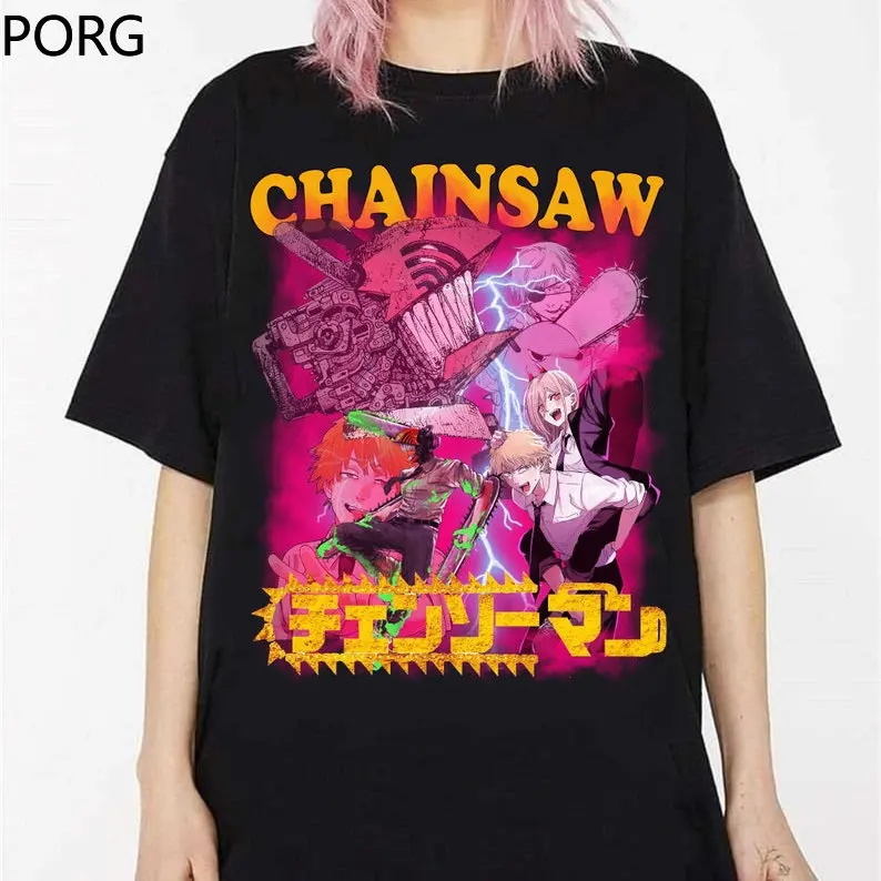 

Футболка унисекс с изображением бензопилы, дэндзи, манга, CSM Power, винтажные рубашки аниме, Аки хаякама, бензопила, мужской свитер, оптовая про...