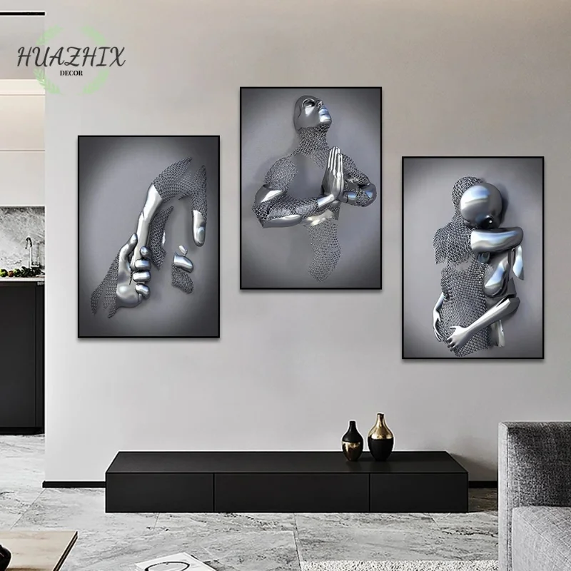 

Modern Metal Figure Statue Art Canvas Painting Romantic Abstract Posters and Prints Wall Pictures for Living Room Home Decor