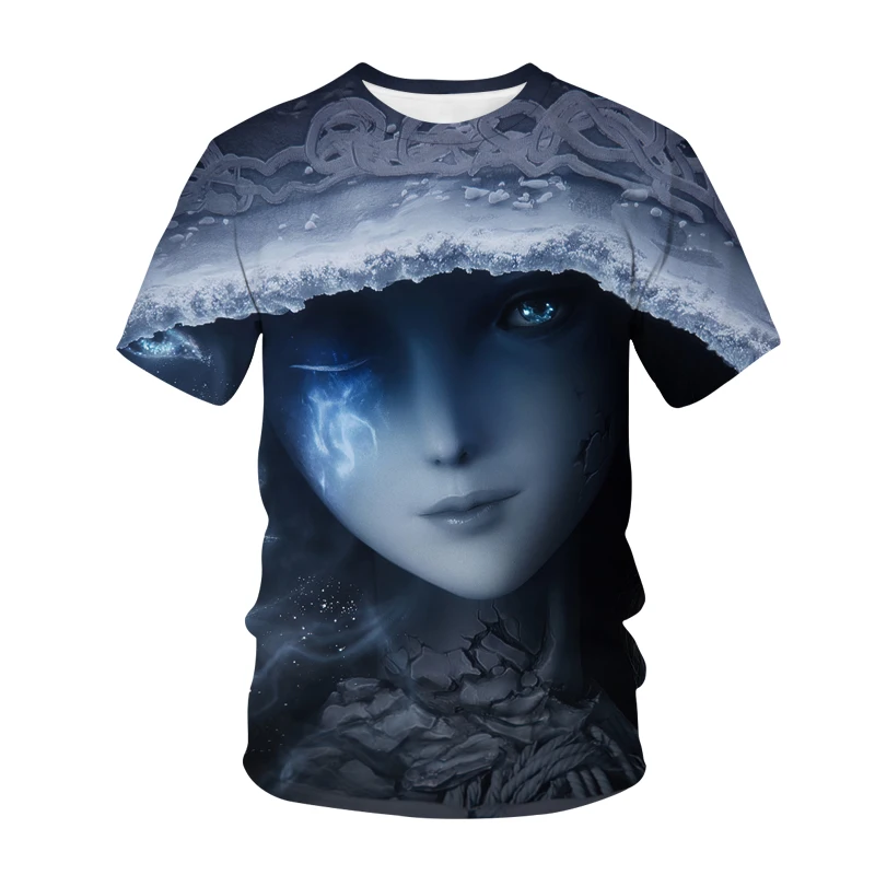 

Новинка, Повседневная футболка большого размера Elden с объемным принтом в стиле аниме, с круглым вырезом, для мужчин и женщин, Детские футболк...