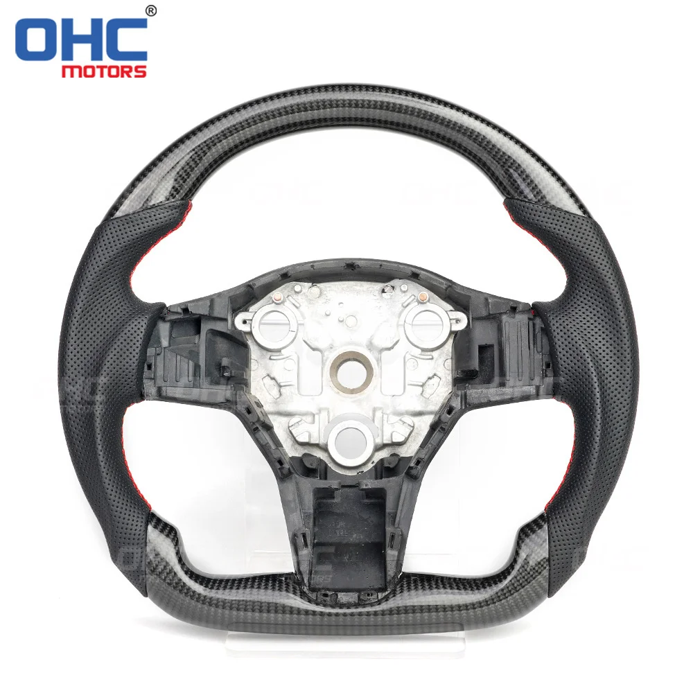

for Tesla Model y Carbon Fiber+perforated Leather Steering Wheel Assembly