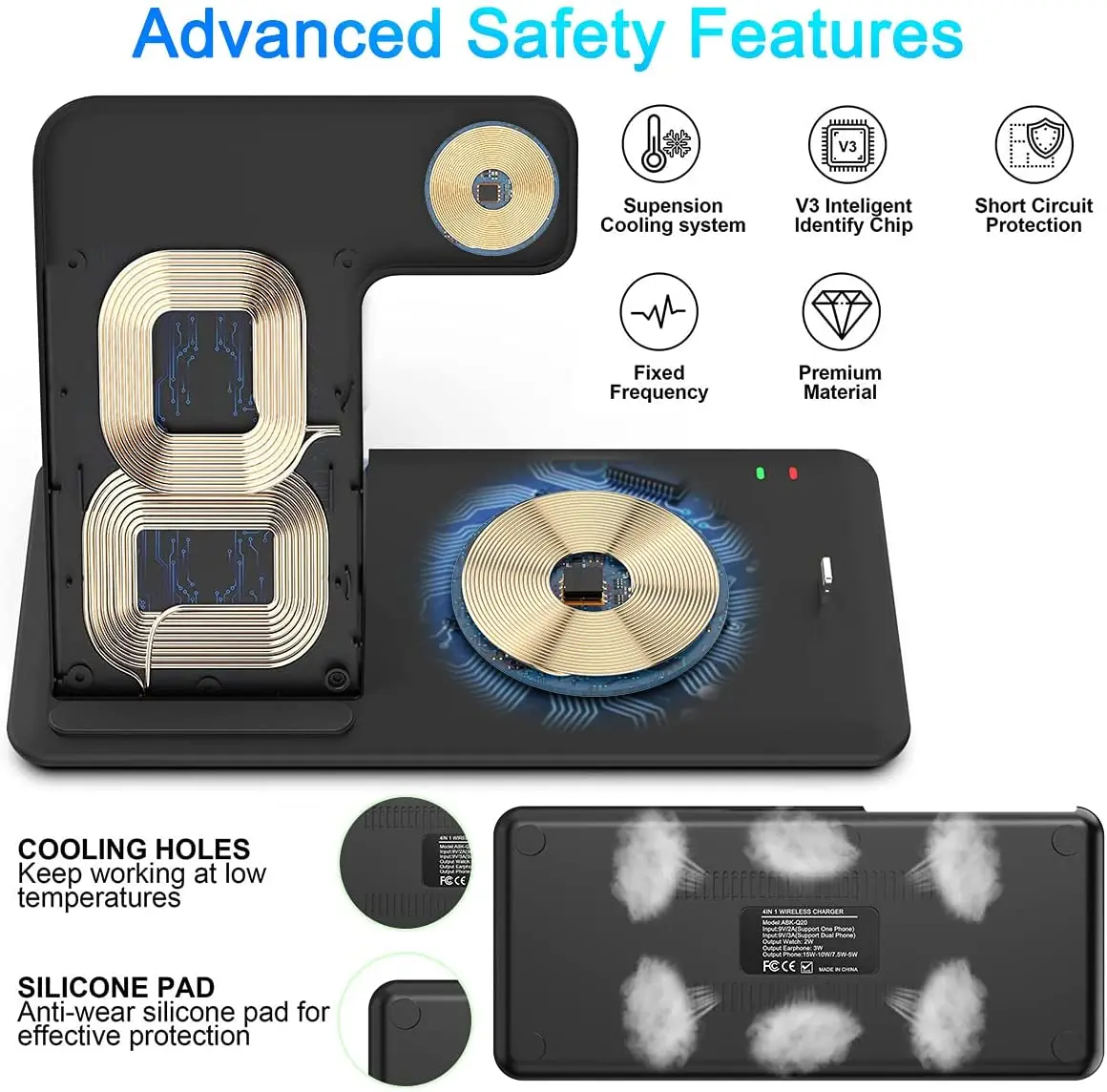 Najtaniej Bezprzewodowa ładowarka Qi 15W 4 W 1 Szybka Stacja ładująca Do Apple Watch 7 6 5 4 IPhone 13 12 11 XS MAX XR X 8 Airpods Pro Stand Pad