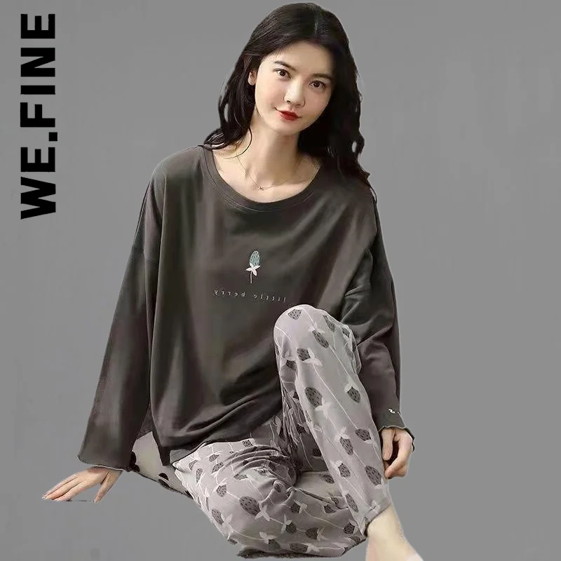 

Женская летняя Хлопковая пижама с длинным рукавом, свободного покроя