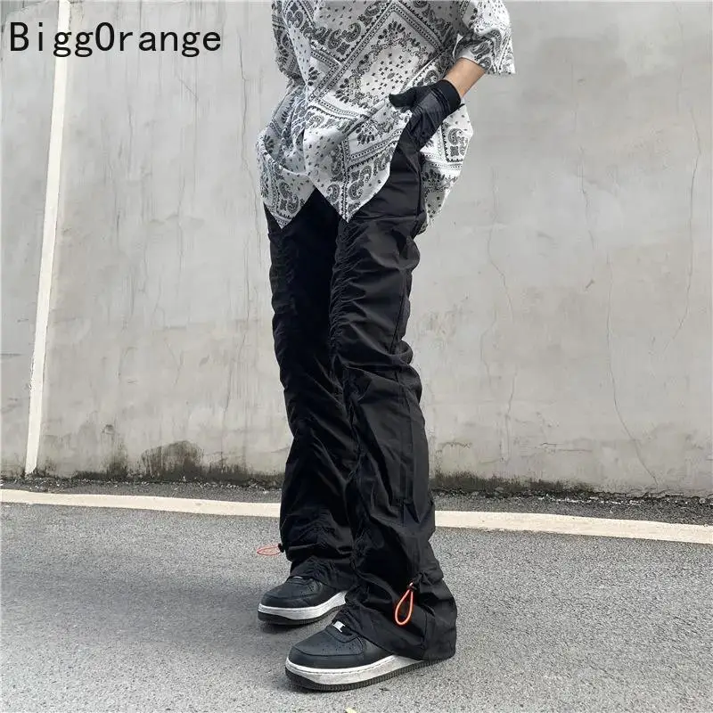 Парные повседневные брюки уличные функциональные микро расклешенные мужские