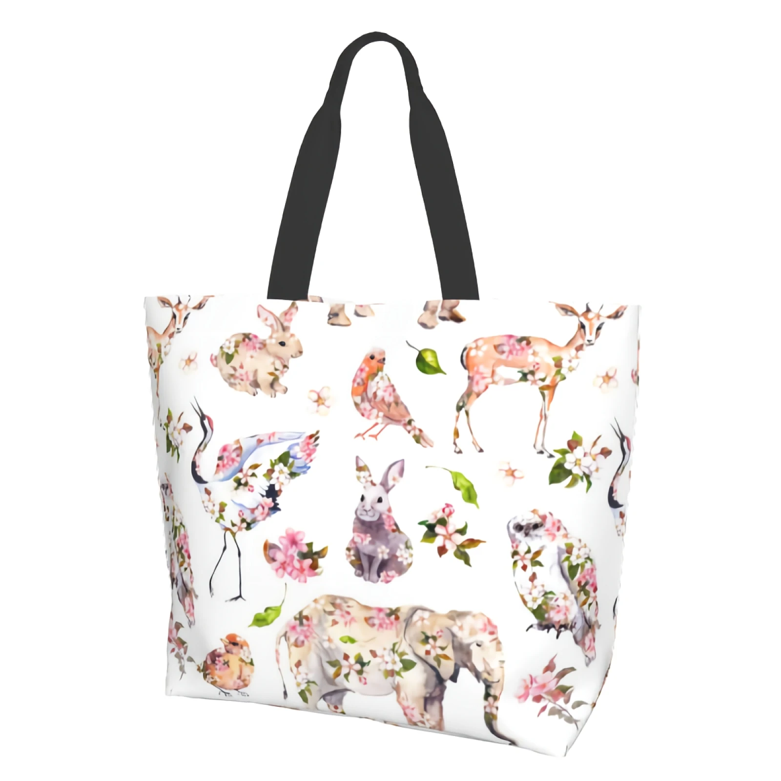

Tote Bag for Women Cute Animals Flowers Reusable Shopping Bags, Beach Bag