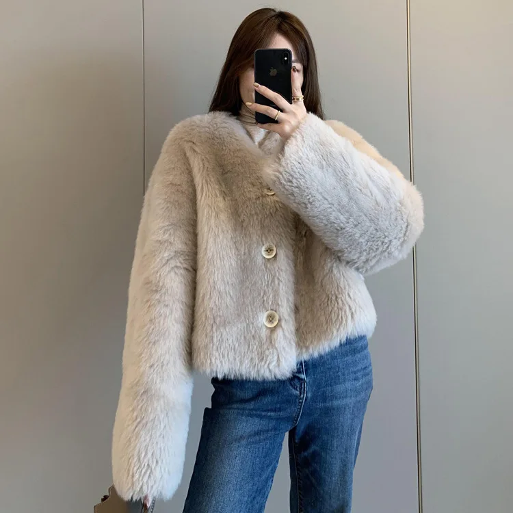 Lamb wool sheep sheared thick fur coat
