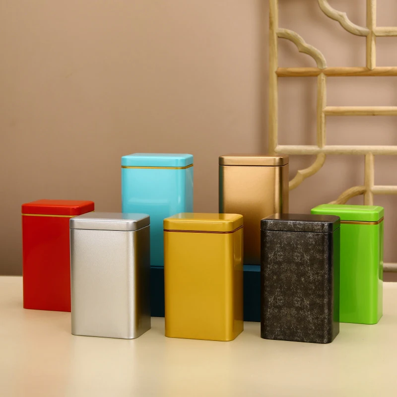 Металлическая квадратная чайная банка в стиле ретро для хранения конфет и еды