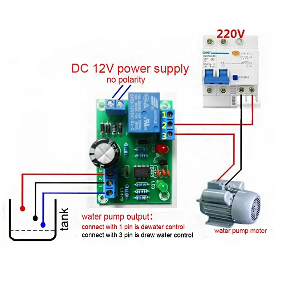 

DC 12V/10A Liquid Water Level Controller Sensor Automatic Pumping Drainage Water Level Detection Water Short Protection Pump Con
