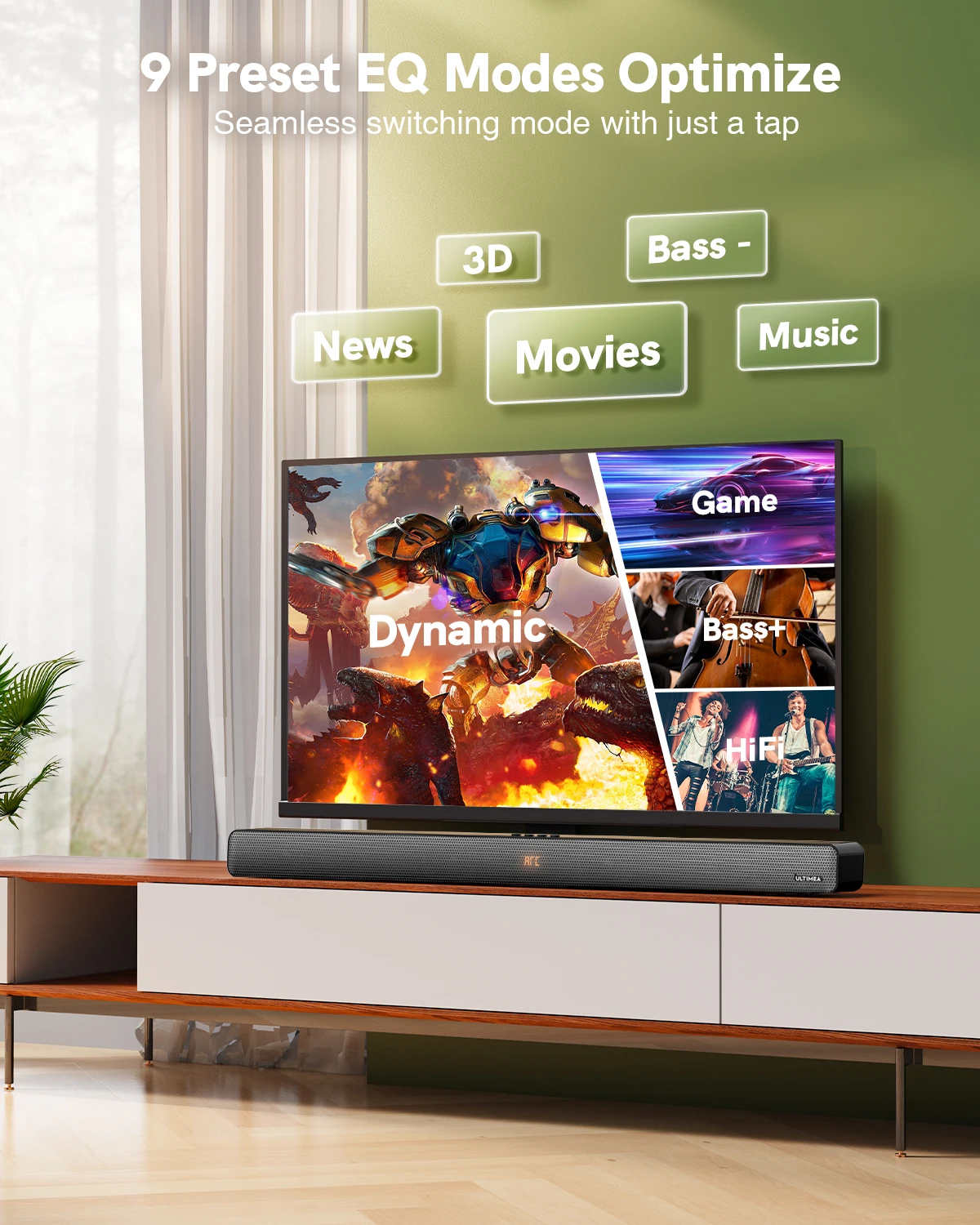 ULTIMEA TV SoundBar 100W custom Ultra Deep Bass 9EQs 3D Surround со стандартным оптическим динамиком AUX Bluetooth |