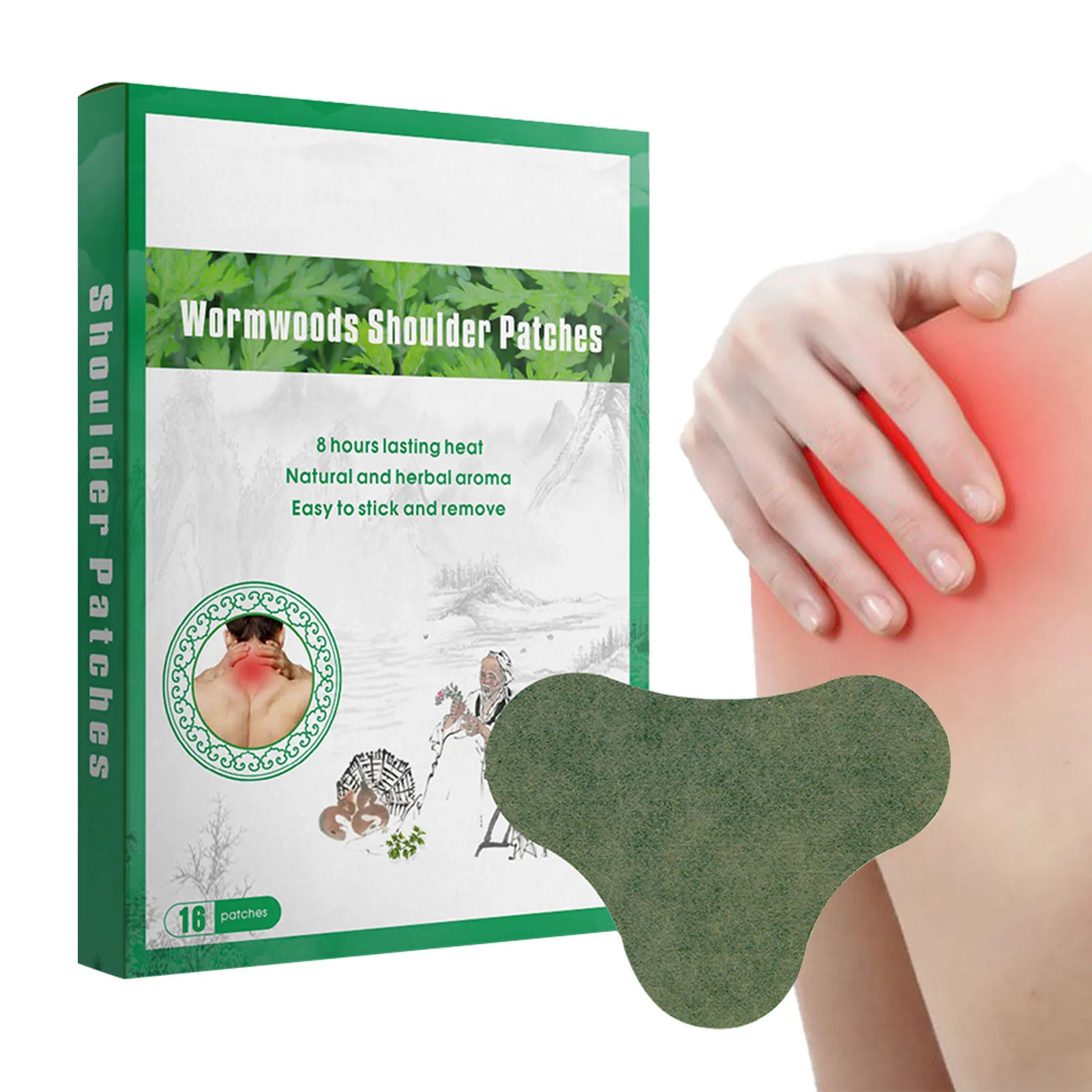 

Chinese Wormwood Back Sticker Lumbar Spine Aches Relief Patch Rheumatoid Moxibustion Patch Ache Relieving Patches 16Pcs.