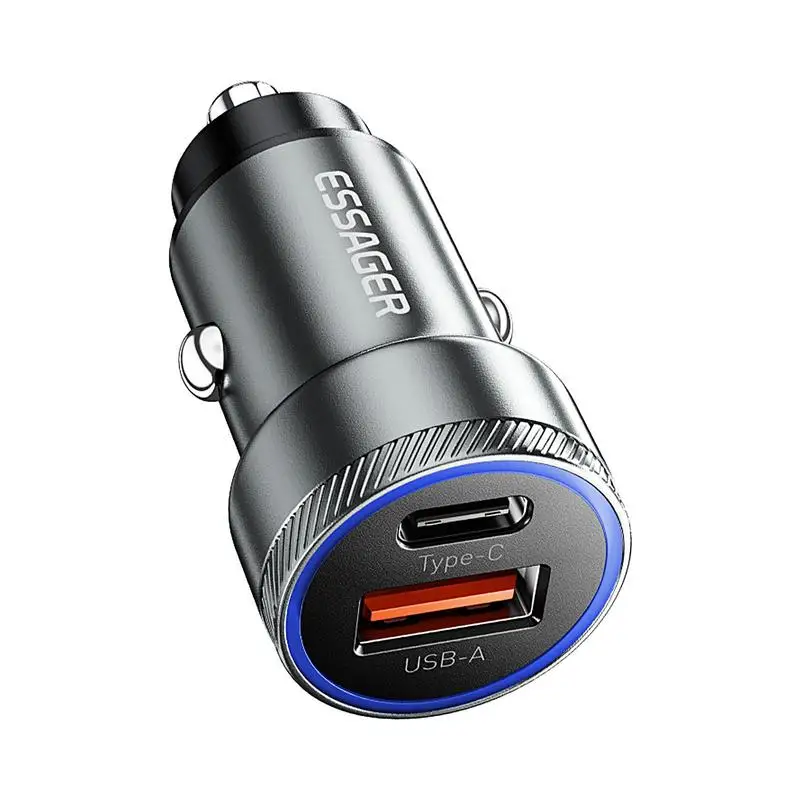 

2 Ports USB C Car Charger Mini 54W Fast Charging USB-A Type-C Car Phone Charger For Mobile Phones Tablets Laptops Car Charger