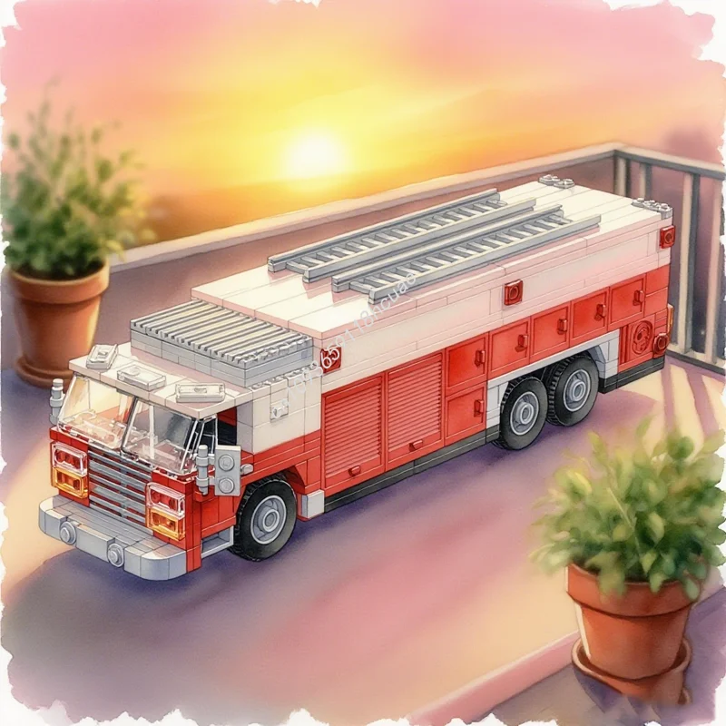Фото 430 деталей MOC FDNY: Модель городской пожарной машины для тяжелых спасательных работ, конструктор, развивающая игрушка, рождественский подарок, обучающий конструктор №1