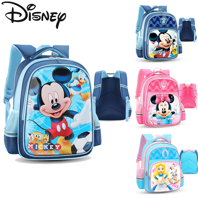 

Disney Mickey Mouse Cartoon Backpack Kawaii Anime Mickey and Minnie Pattern Boys Girls Backpack Alice School Bag Children's Gift