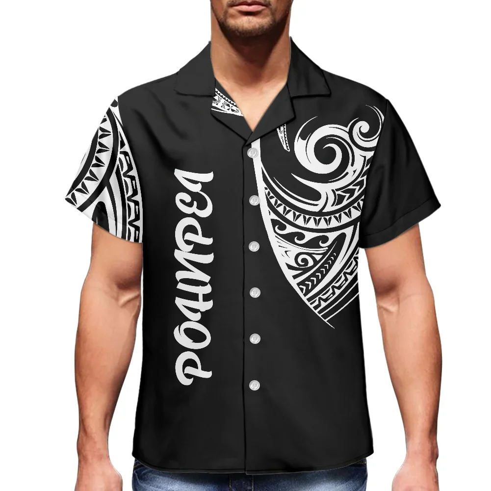 Понпей-полинезийские винтажные мужские рубашки с татуировками для отдыха