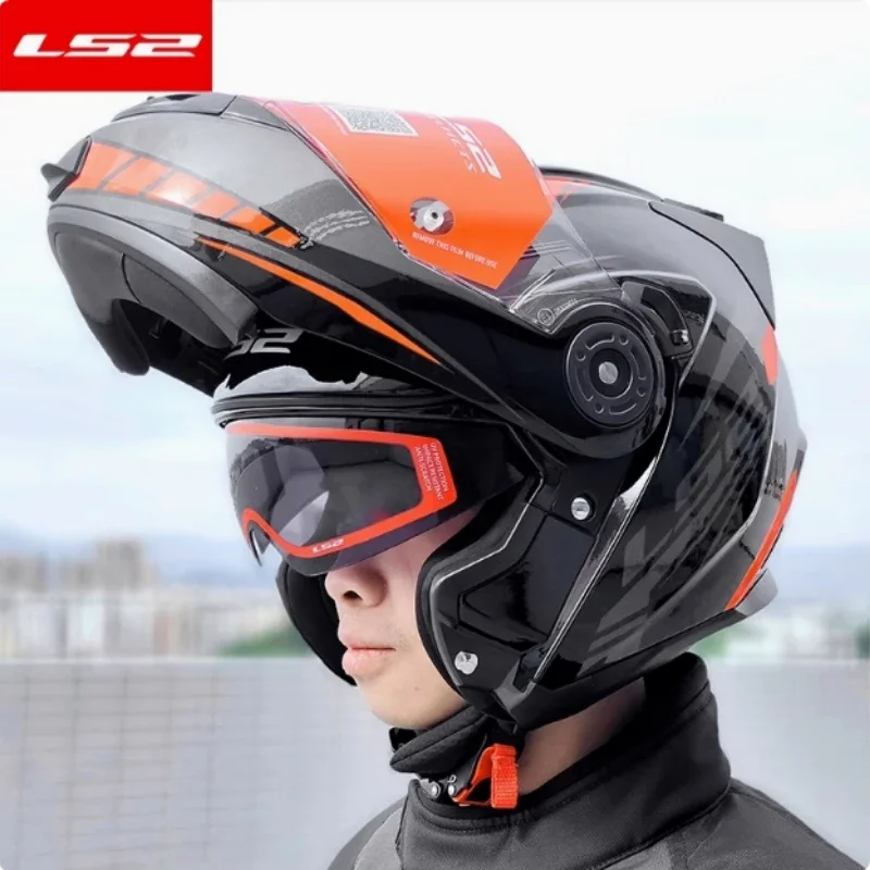 LS2 FF345 Откидной мотоциклетный шлем Персонализированный двойной объектив Capacete