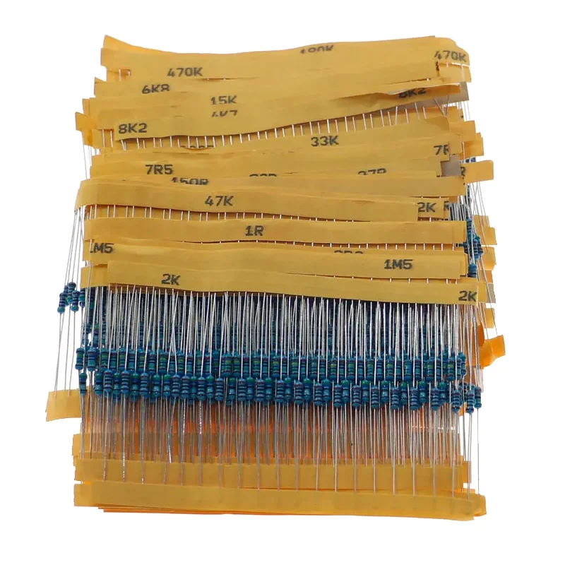 600 шт./кор. 30 видов сопротивление 1/4 Вт 1% комплект металлопленочных резисторов