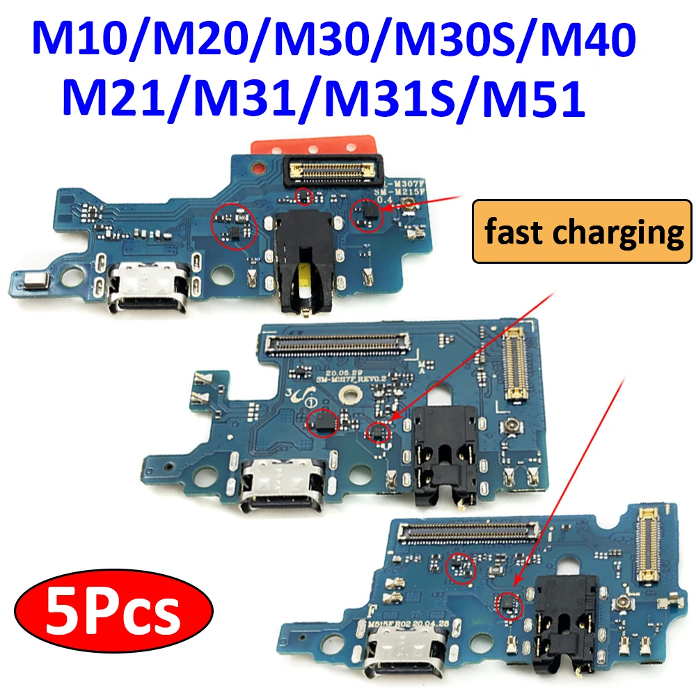 

5Pcs，NEW USB Port Charger Dock Plug Connector Charging Board Flex Microphone Board For Samsung M10 M20 M30 M30S M21 M31 M31S M51