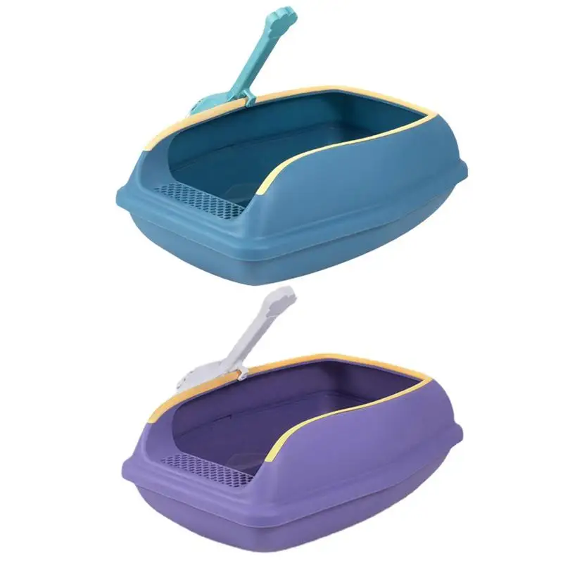 Semi Enclosed Movable Fence Open Top Travel Cat Toilet Litter Tray With High Sides For Kittens Small Pet Supplies