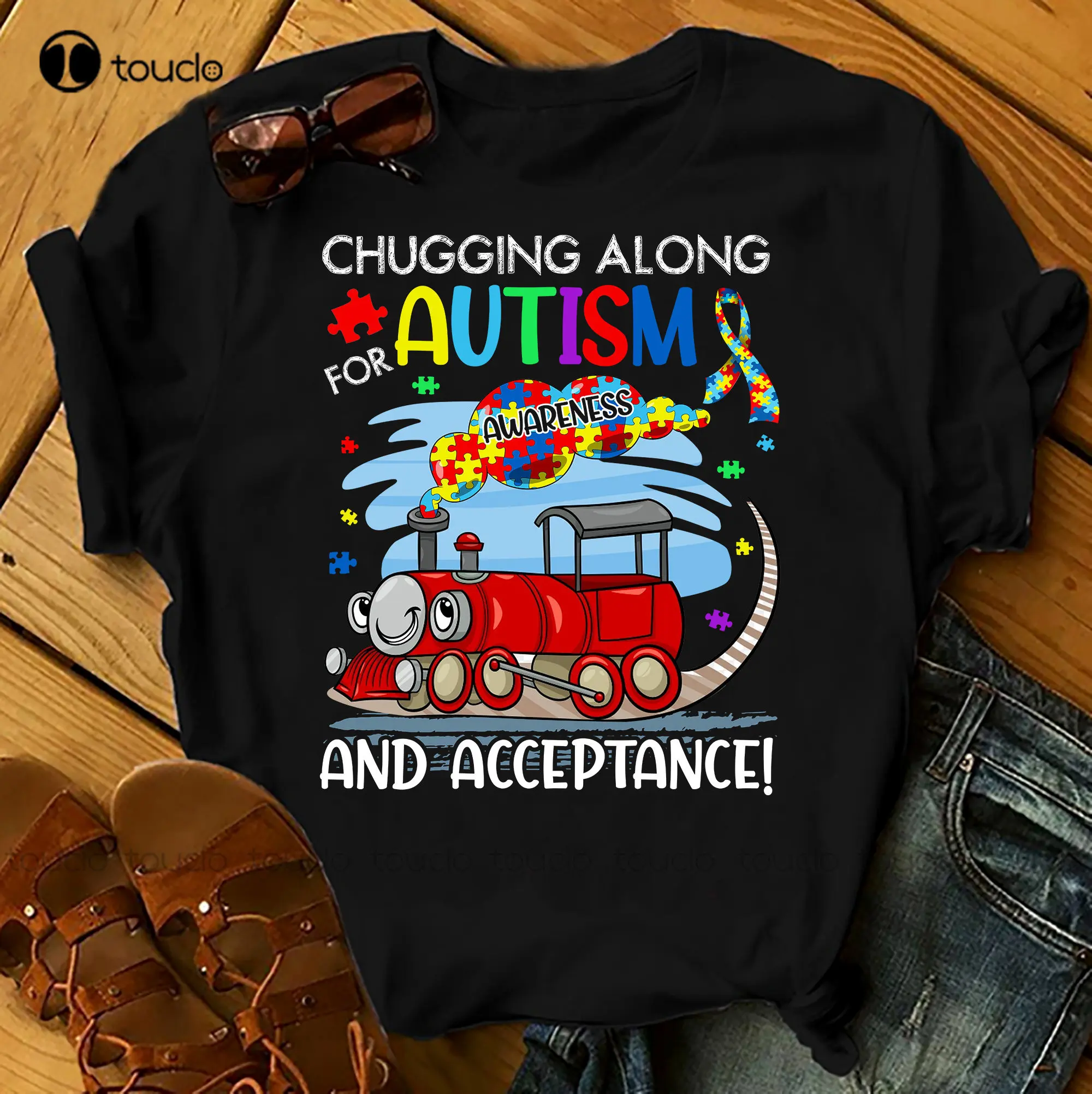 

Chugging Along For Autism - Autism Awereness T-Shirts Men Woman Kids Birthday T Shirts Summer Tops Beach T Shirts Xs-5Xl Unisex