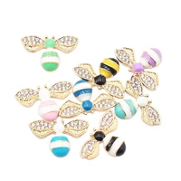 new 10pcs1624mm cute mini bee shiny rhinestone gift box clothing creative decoration embellishment alloy jewelry accessories