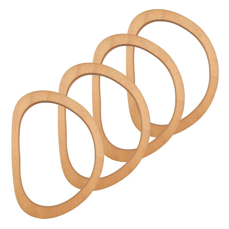 

BEAU-4 PCS Wooden Handles Handmade Bag Handle Replacement Oval Shaped Handles For Straws Beach Bags Canvas Handbags Making