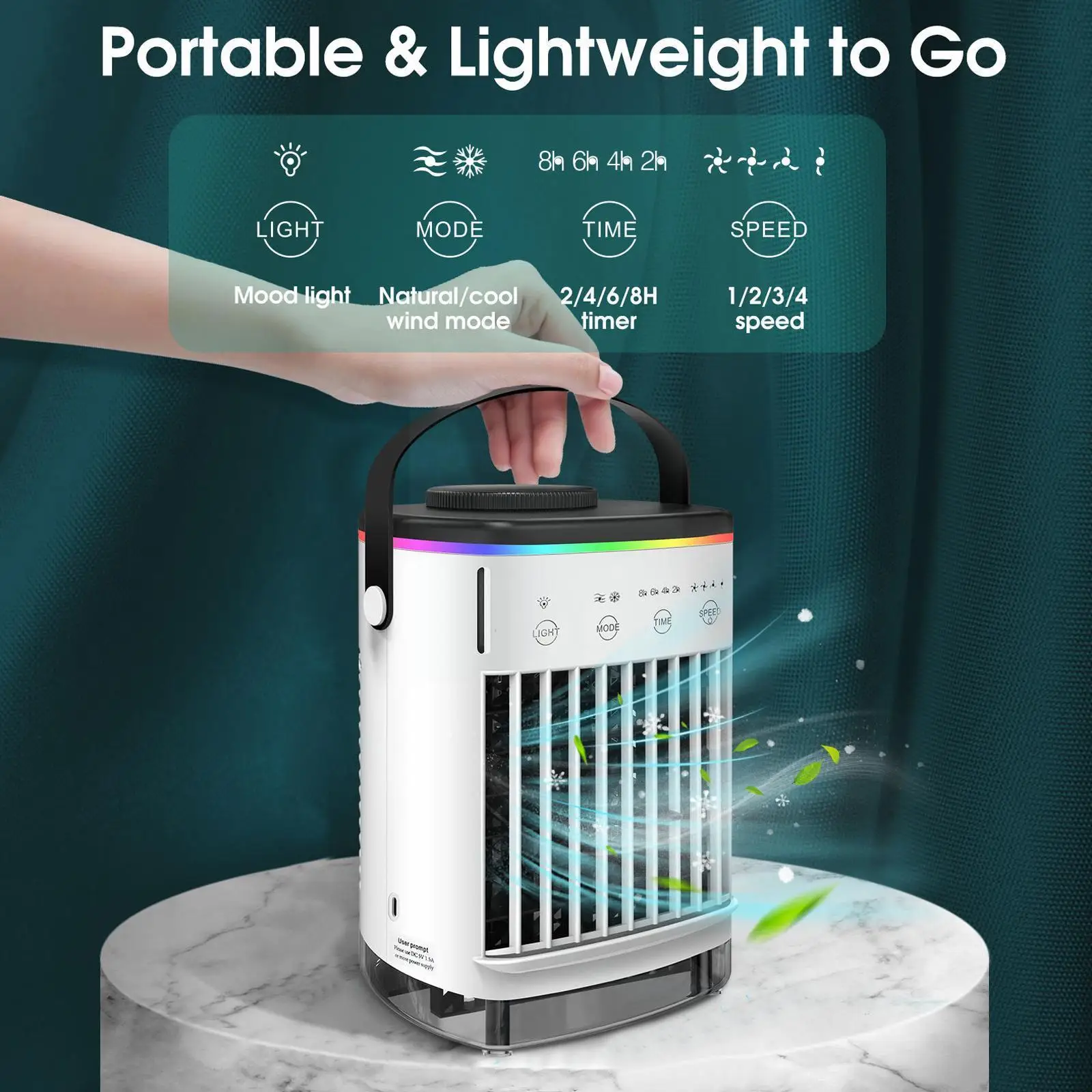 

New Portable Air Conditioner Air Cooler Mini Fan Cooler Usb Air Conditioning 3-speed Air Cooling Fan Humidifier For Home Of X2m1