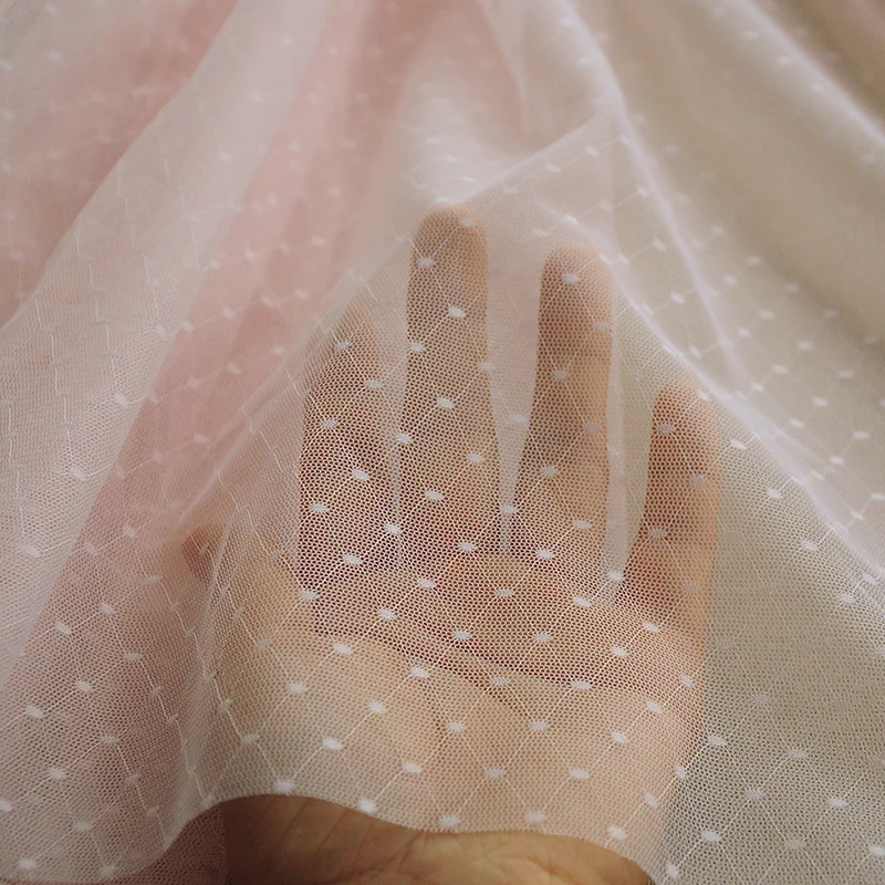 Сетчатая кружевная ткань в горошек 50 см