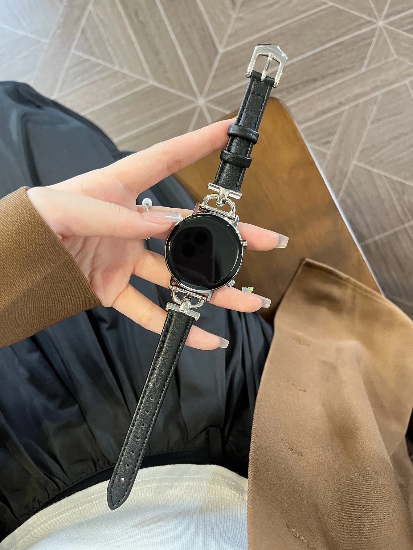 Фото Металлический ремешок с кожаной петлей 20 мм 22 мм для Samsung Galaxy Watch 7 FE 5 Pro 4 6, классический спортивный браслет 44 мм 40 мм, ремешок correa №1