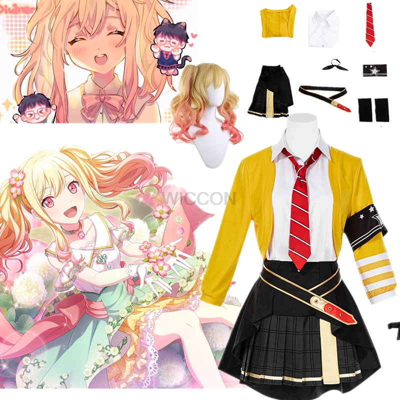 

Костюм для косплея Tenma Saki Project Sekai, цветная сцена! Подвиг. Аксессуары для париков Saki, костюмы униформы JK для девочек