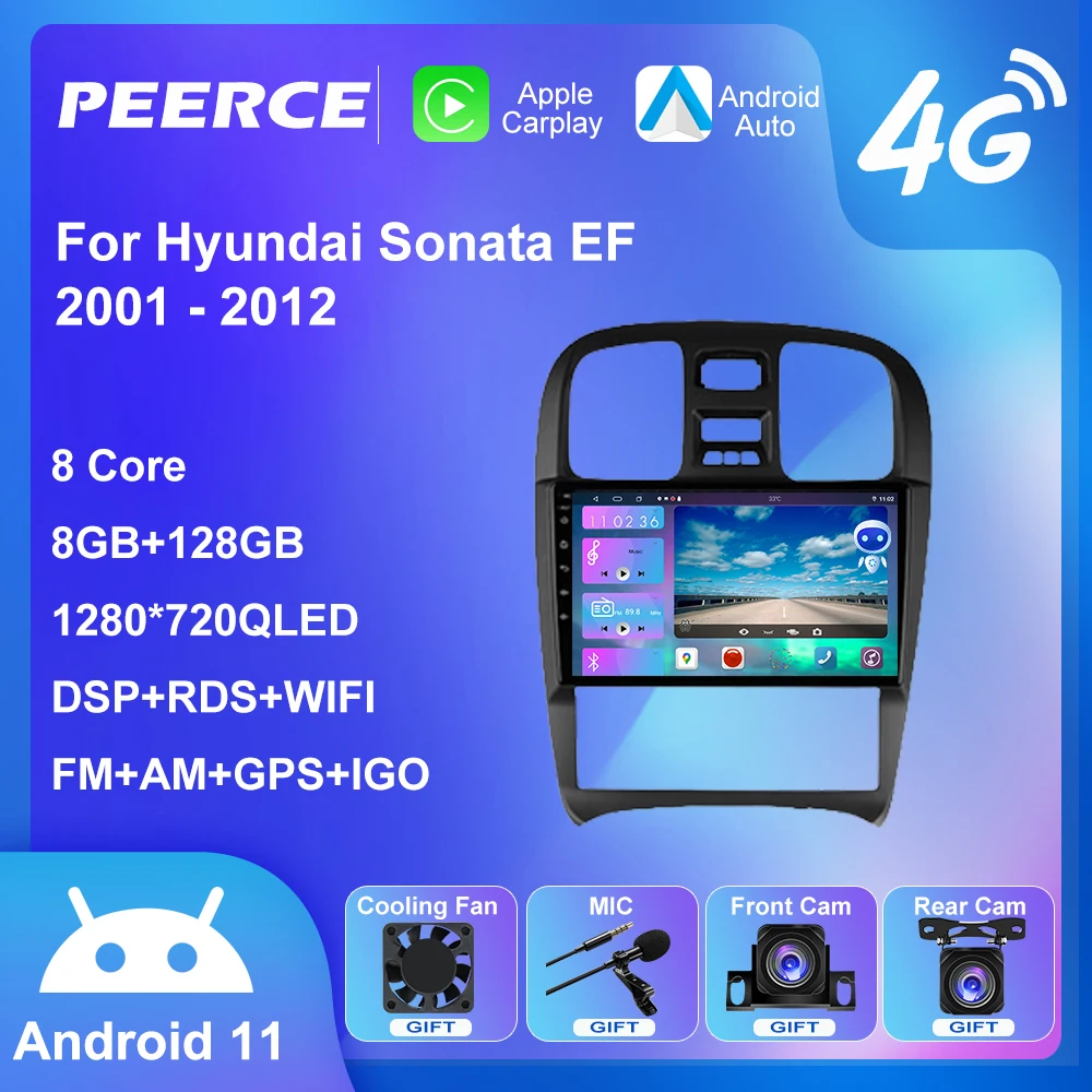 

PEERCE DSP QLED For Hyundai Sonata EF 2001 - 2012 Car Radio Multimedia Android Video Player Navigation GPS Carplay Autoradio dvd