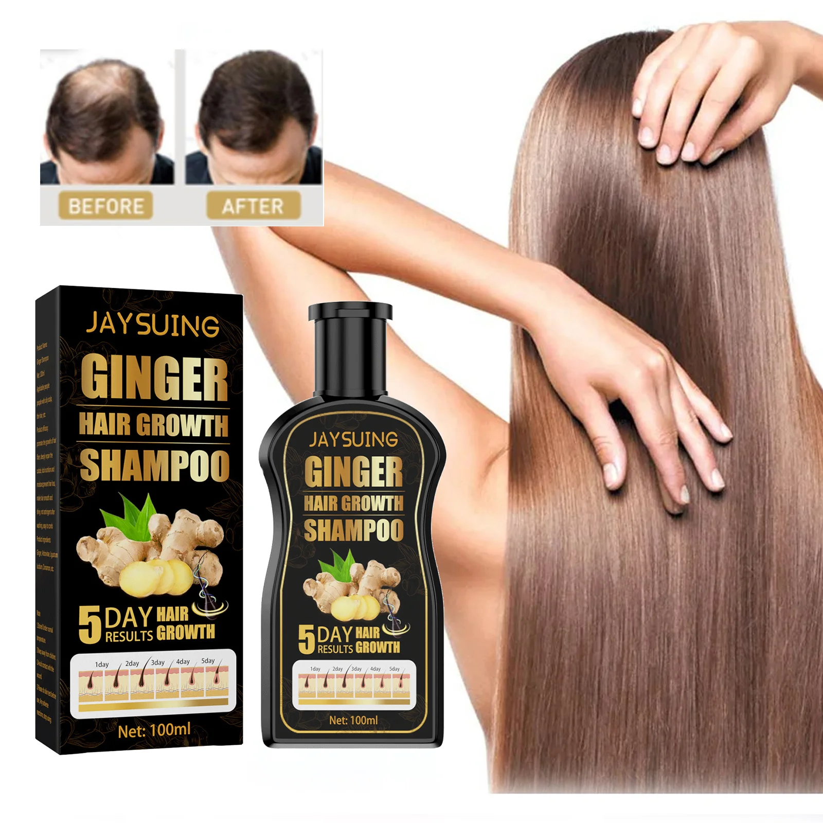 

Ginger Anti Hair Loss Shampoo Scalp Treatment Deep Cleaning Anti Dandruff Itching Oil Control Shampoo Hair Growth Care 100ml