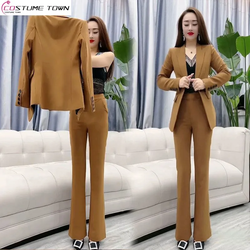 Summer New Slim Fit Jacket Blazer Pencil Pants Two Piece Set Elegant Women's Pants Suit Office Manager Outfits Clothing