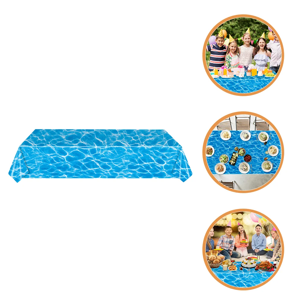 

Wave Water Pattern Tablecloth Ocean Waves Disposable Cover Mediterranean Decor Beach Party Decorations Seaside