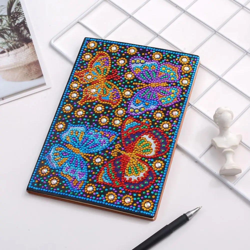 

DIY Painting Rose Butterfly Multi-shaped Diamond A5 Notebook Memo Pad Diary Book