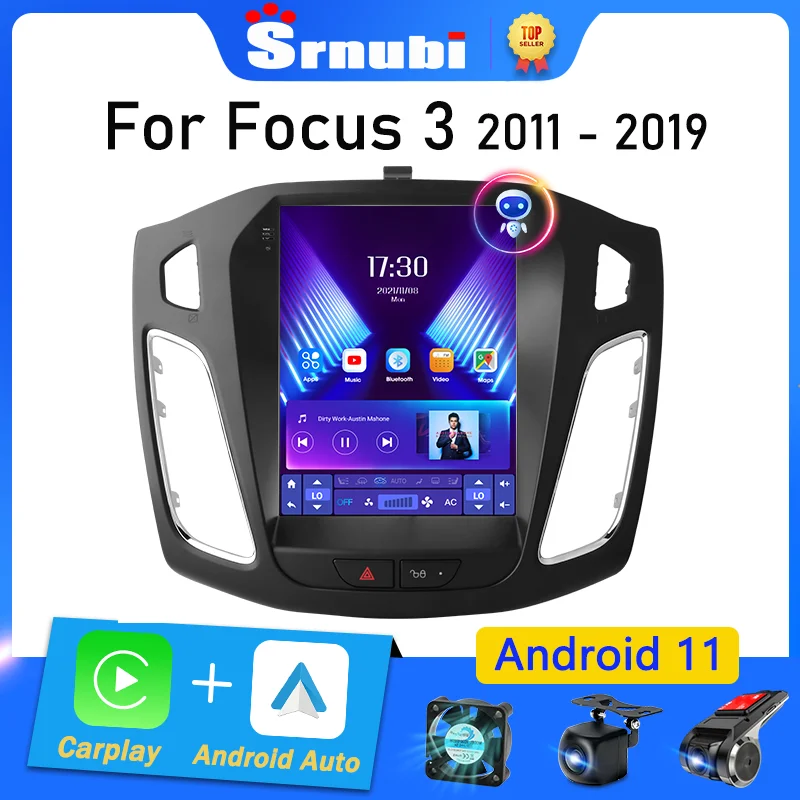 Автомагнитола Srnubi 2 Din Android 11 для Ford Focus 3 Mk 3 2011 2012 - 2019 мультимедийный видеоплеер 2 Din Carplay автостерео DVD