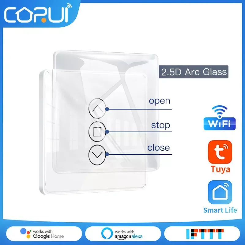 

NEW2023 WiFi RF433 Smart Touch Panel Curtain Switch for Roller Blinds Shutters Work with Smart Life/ Alexa Google Home
