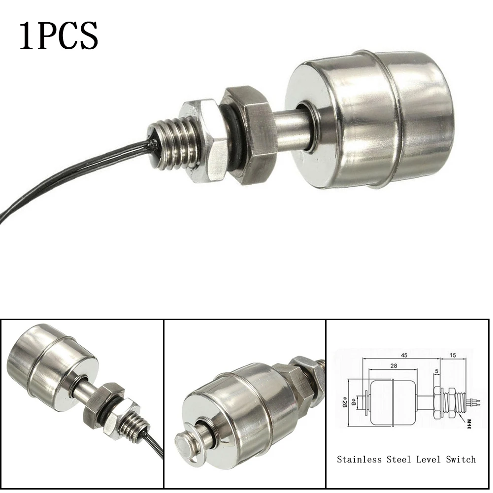 

Stainless Steel Miniature Float Switch Tank Liquid Right Angle Water Level Sensor Double Ball Tank Pool For Level Control Alarm