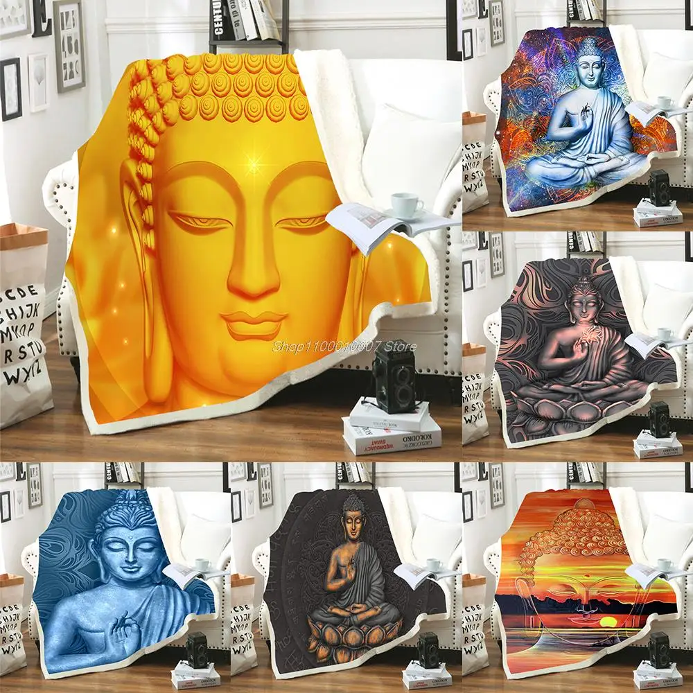 

Home Textile Golden Buddha Print Children Warm Bed Fleece Throw Blanket for Travel/sofa/bed Newborn Baby Blanket Boys Gifts