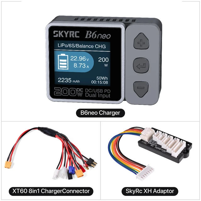 SkyRC B6neo gray + XT60 8in1 wire connector + XH adaptor