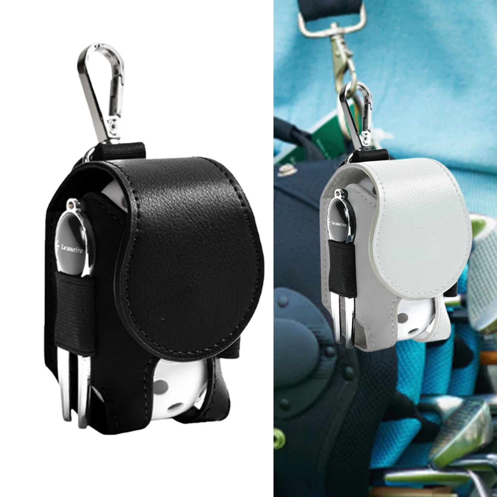 

Golf Tee Bag Pouch Mini Pocket Leather Golf Ball Storage Portable Golf Waist Holder Bag Hold 2 Balls Waist Belt Storage Pocket