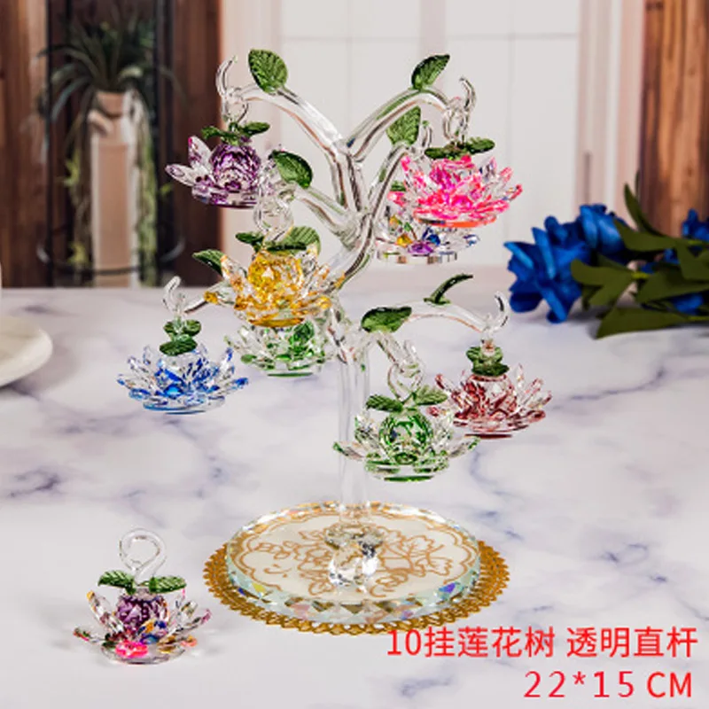 

Высококачественное Хрустальное дерево лотоса с 6/8/10/12/18 шт. Lotus Fengshui ремесло Домашний Декор Фигурки Рождественские подарки сувениры Декор