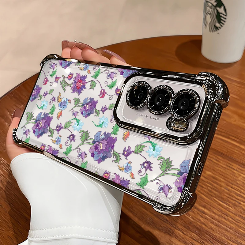 Фото Прозрачный чехол для телефона Infinix Spark Go 2024 2023 1 2 3 10C 10 Pro 20 20C, роскошный силиконовый чехол с цветочным узором №5