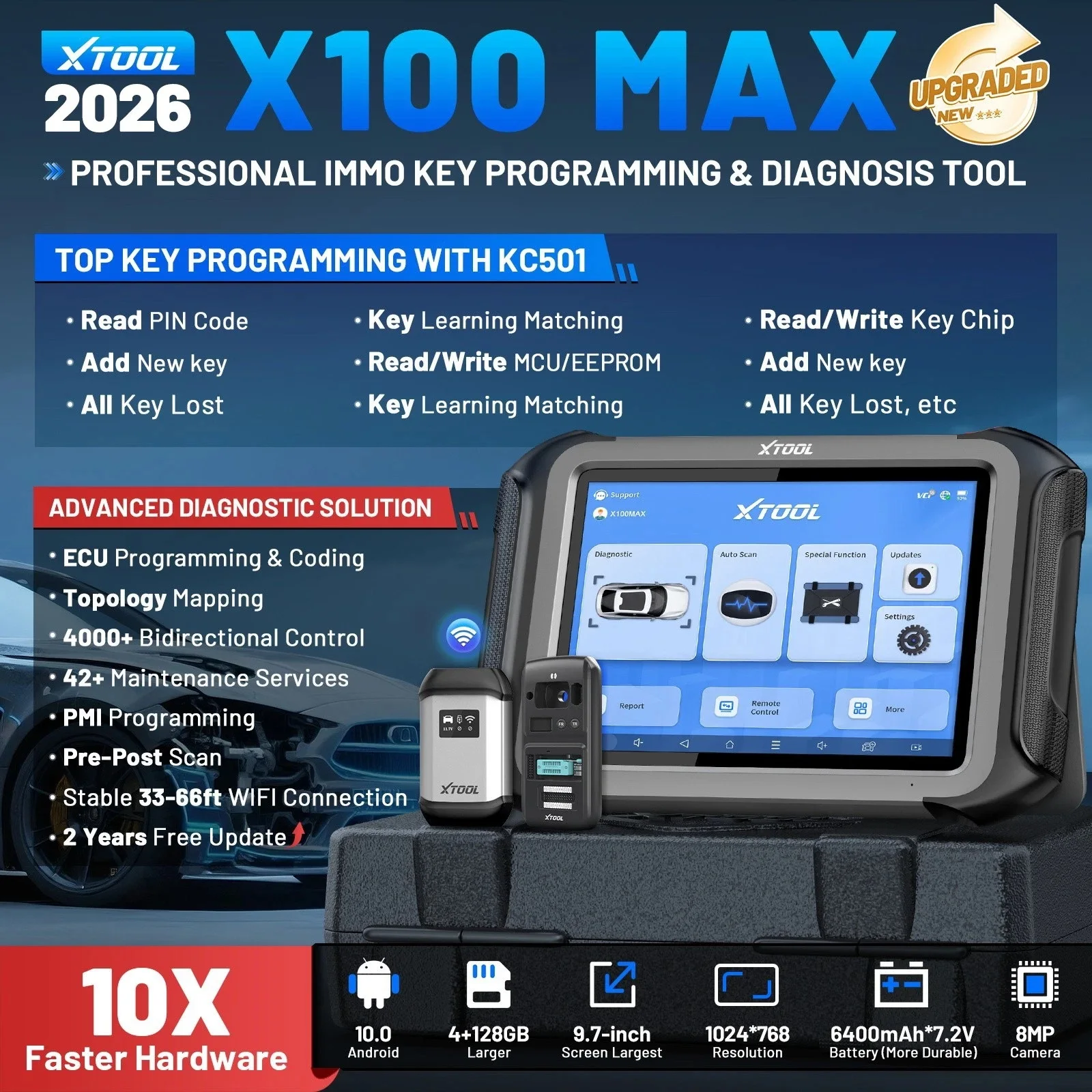 Фото XTOOL X100MAX Полный комплект программатора ключей для восстановления при полной утере ключей с KC501, KS1, SK1, M822 №2