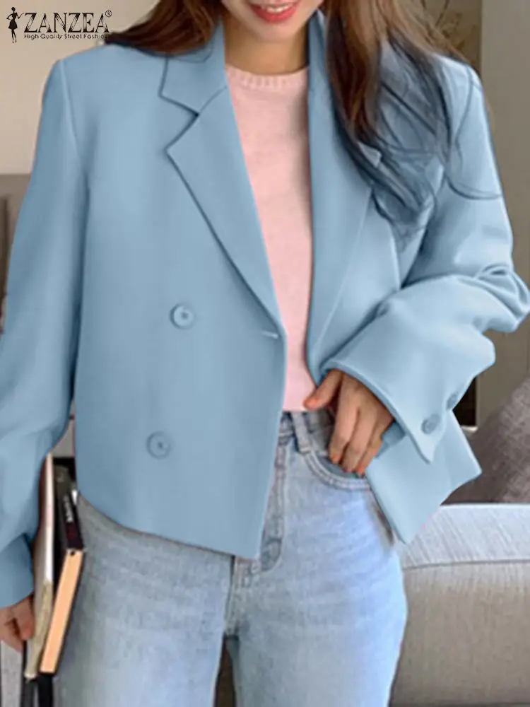 

2022 Fashion Vintage Woman Blazer Casual Loose Long Sleeve Woman Clothing ZANZEA Vintage Office Lady Solid Outwears Loose Tops