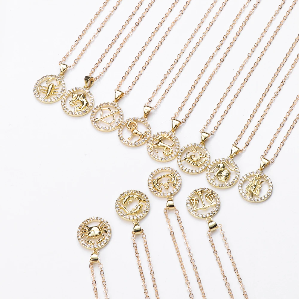 Ожерелье из металлического сплава с 12 созвездиями зодиака колье золотого цвета