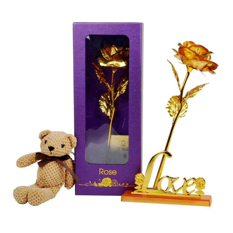 

Золотая фольга, искусственная Роза, подарок на день Святого Валентина, Золотая Роза, одиночная для подруги, товары для Дня Святого Валентина...