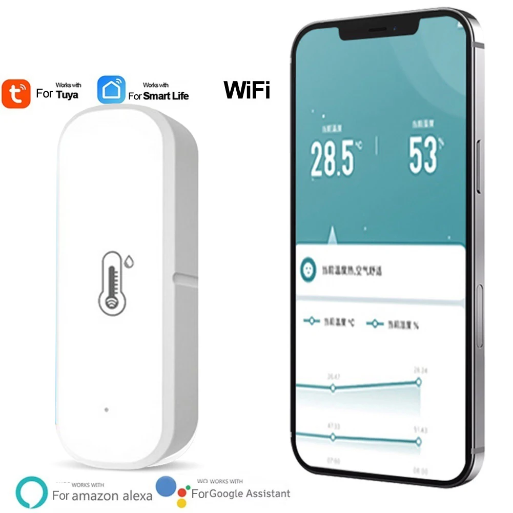 Новый Wi-Fi датчик температуры и влажности для Tuya поддержка Alexa Google Home удаленный