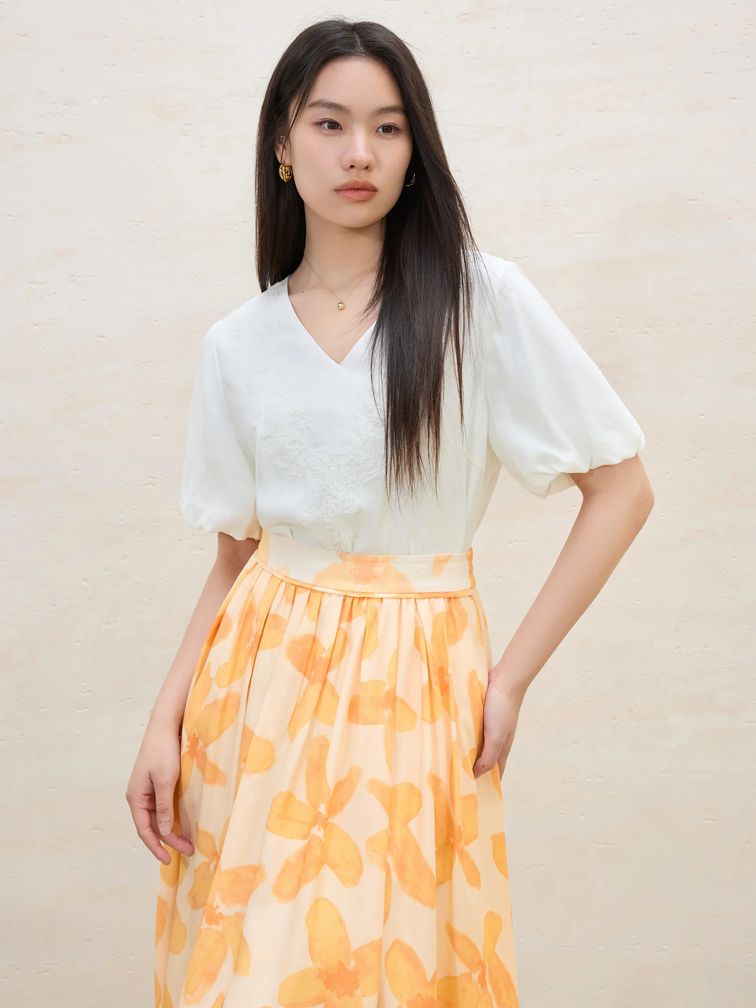 DUSHU футболка из лиоцелла с цветочными рукавами